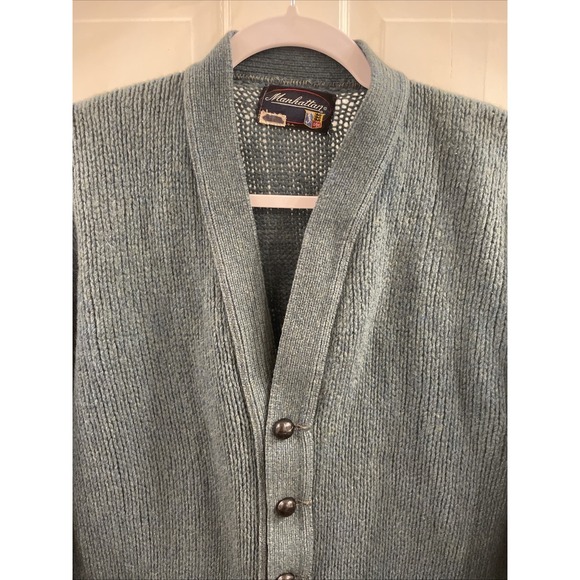 Vintage 1950s M Manhattan Mohair Blend Cardigan Sweater USA HTF Prop Classic - Picture 3 of 11
